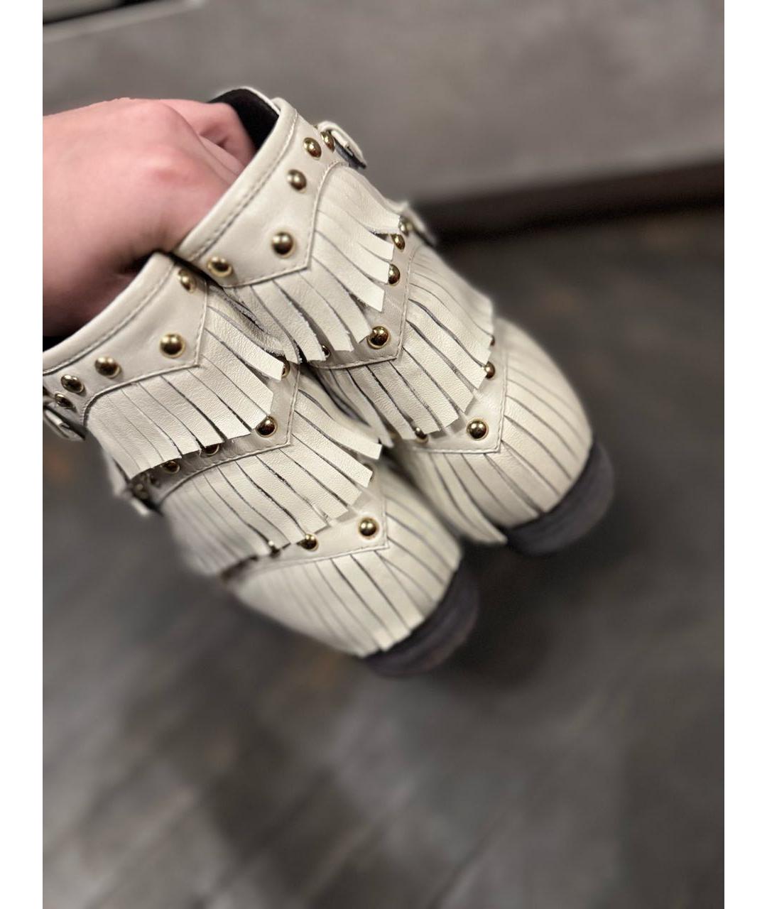 GIUSEPPE ZANOTTI DESIGN Белые кожаные ботинки, фото 4