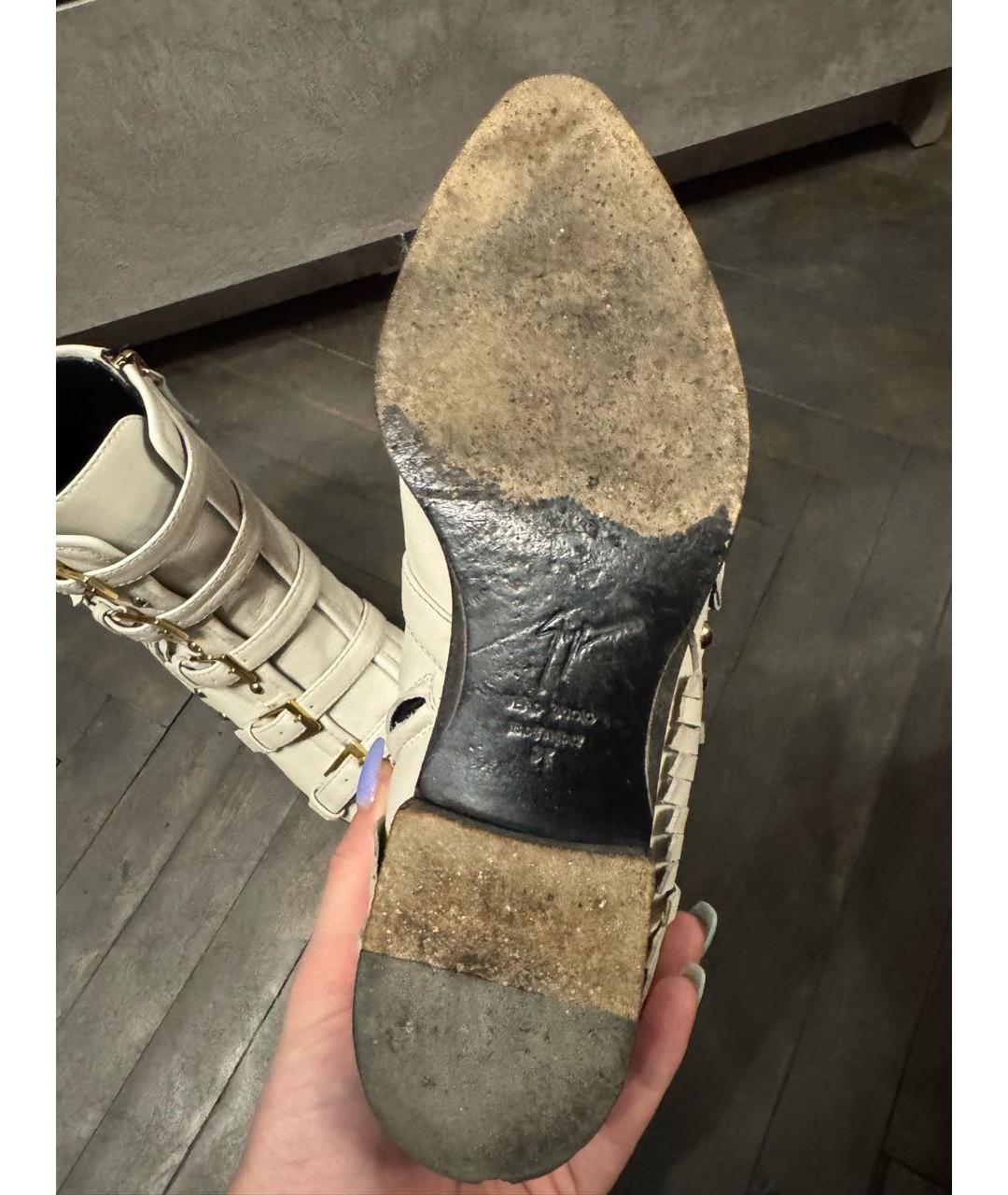 GIUSEPPE ZANOTTI DESIGN Белые кожаные ботинки, фото 7