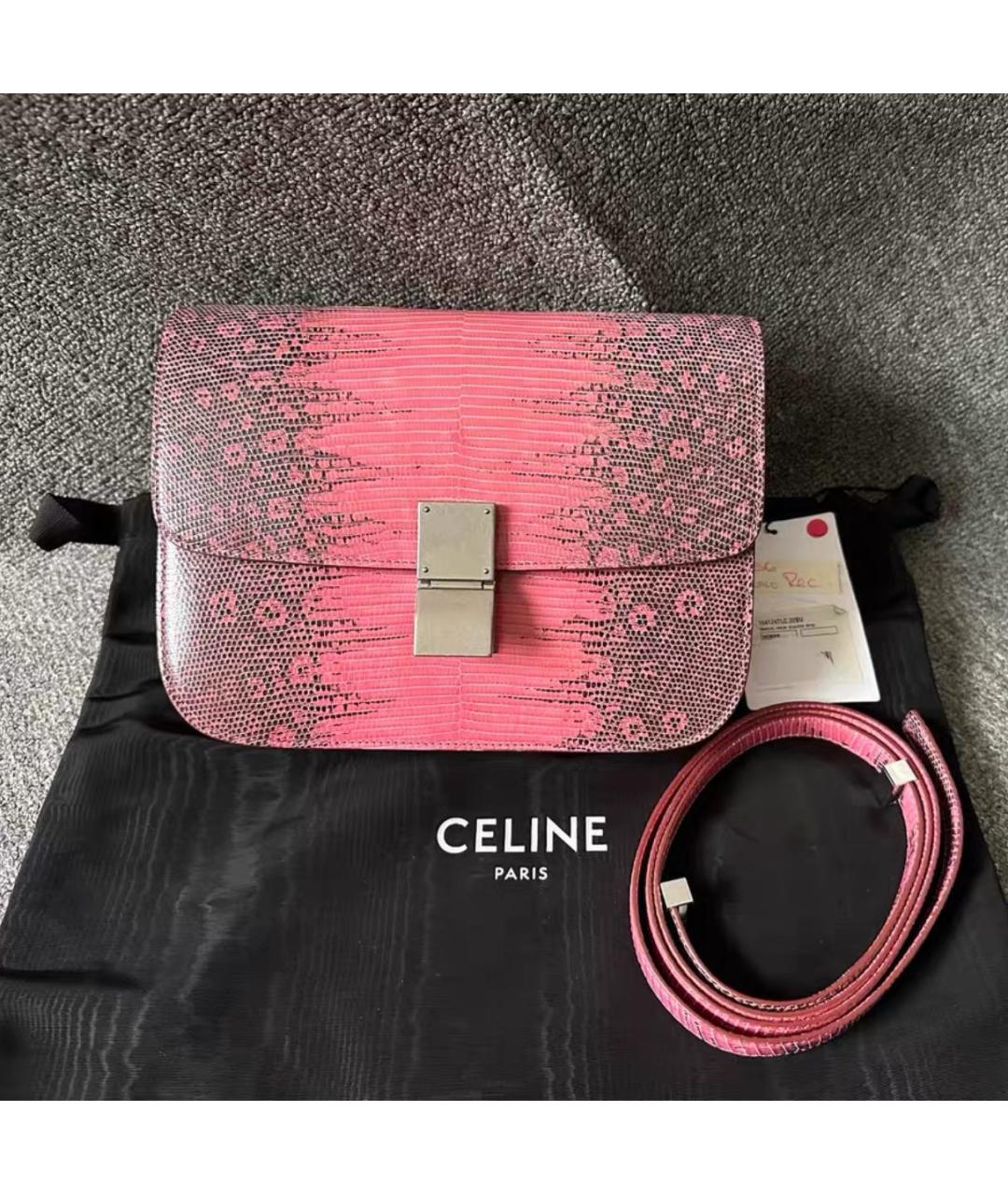 CELINE Розовая сумка через плечо из экзотической кожи, фото 7