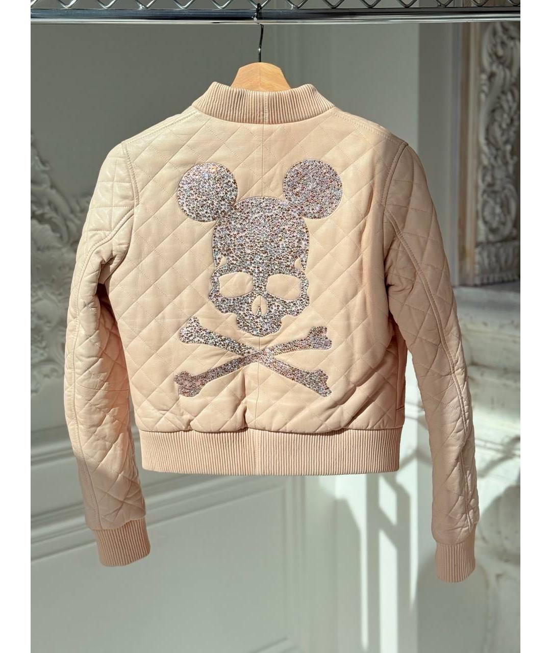 PHILIPP PLEIN Бежевая кожаная куртка, фото 2