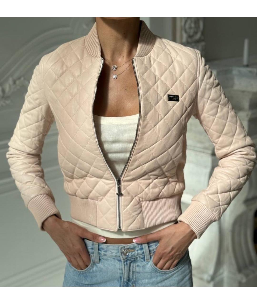 PHILIPP PLEIN Бежевая кожаная куртка, фото 7