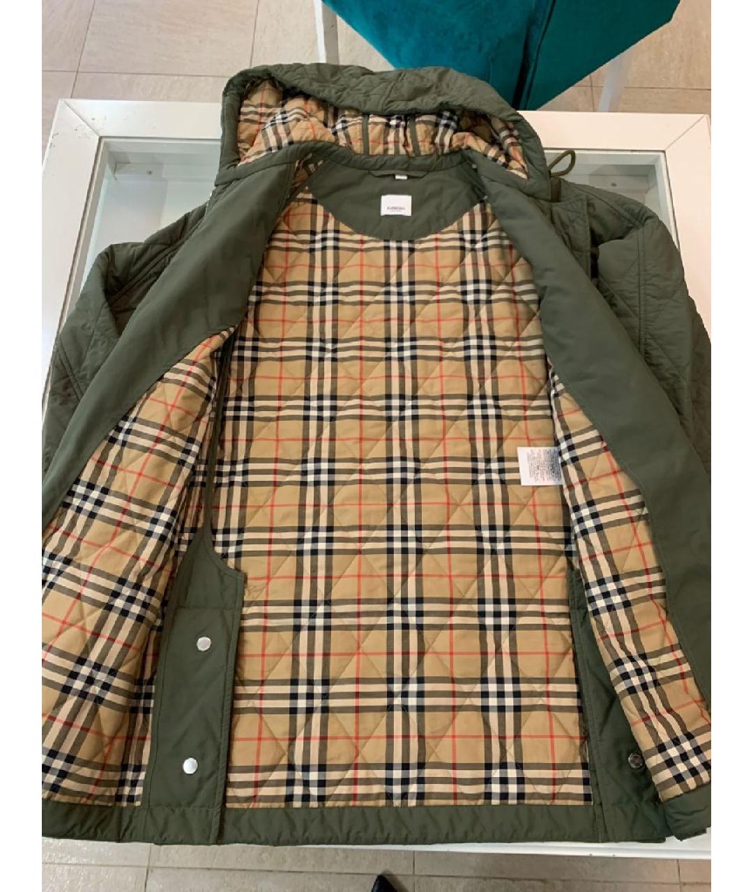BURBERRY Хаки полиамидовая куртка, фото 4