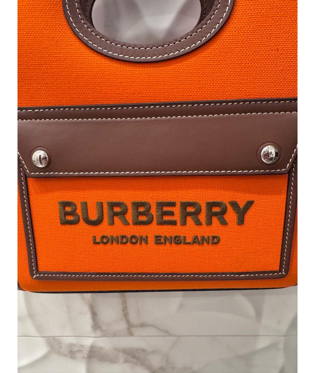 BURBERRY Оранжевая тканевая сумка через плечо, фото 3