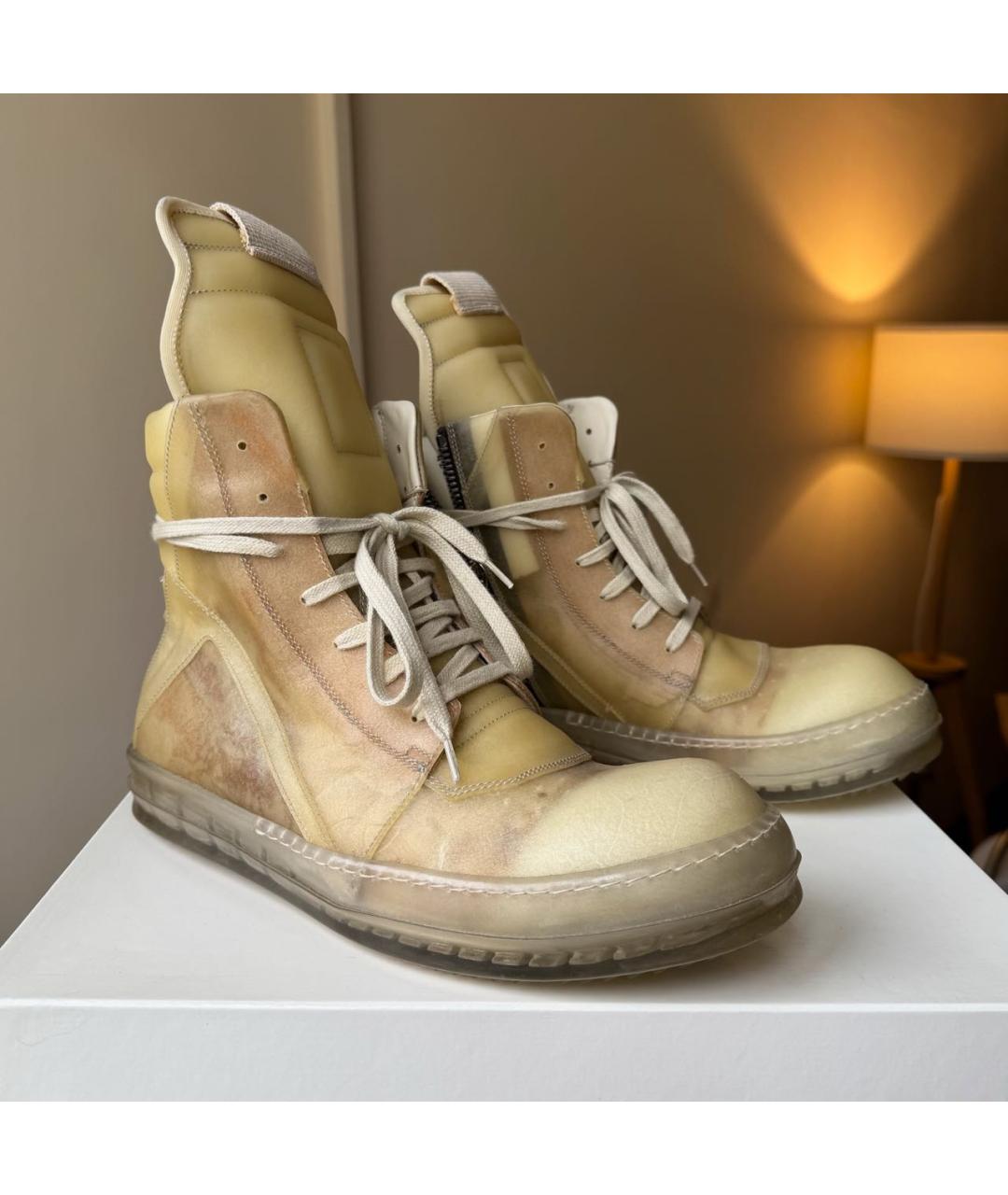 RICK OWENS Кожаные высокие кроссовки / кеды, фото 2