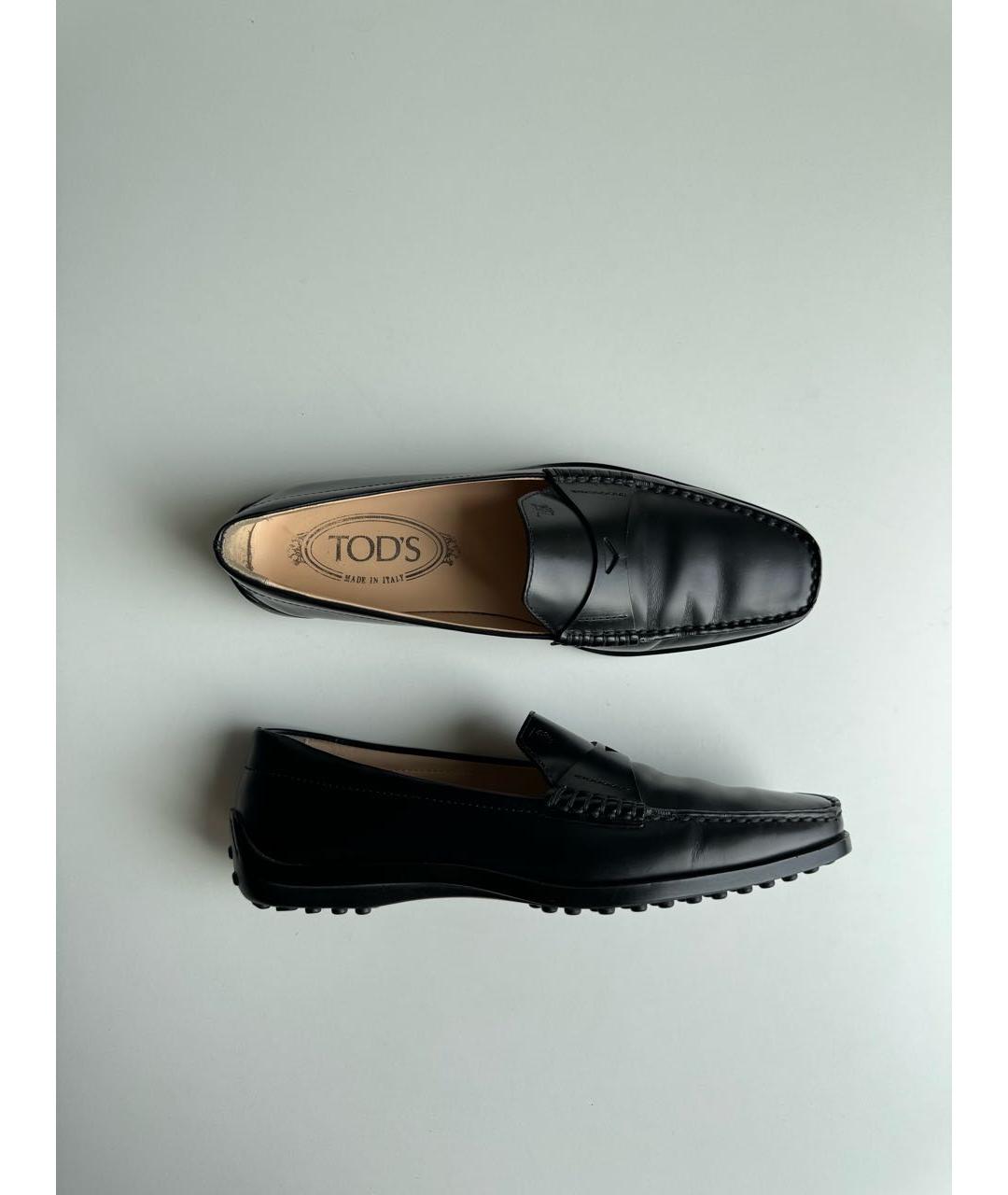 TOD'S Черные кожаные лоферы, фото 9