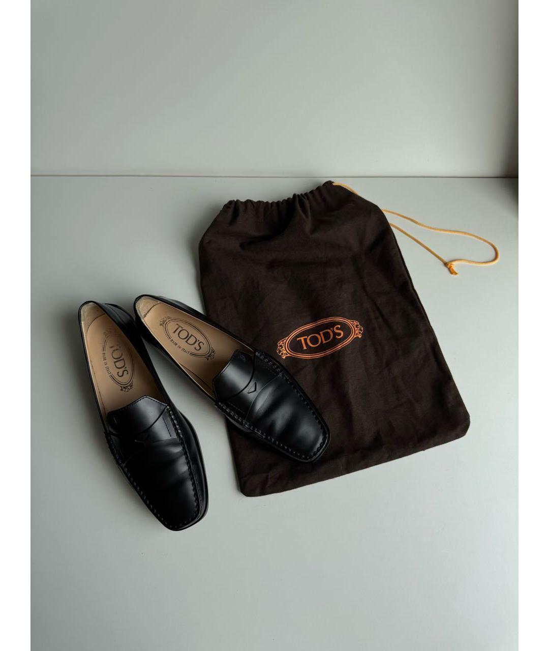 TOD'S Черные кожаные лоферы, фото 2