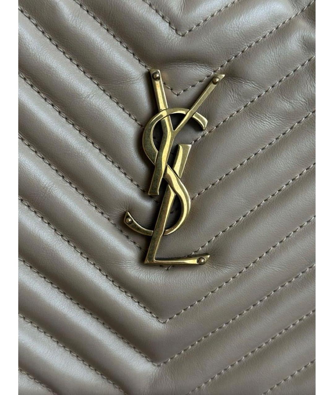 SAINT LAURENT Бежевая кожаная сумка через плечо, фото 2