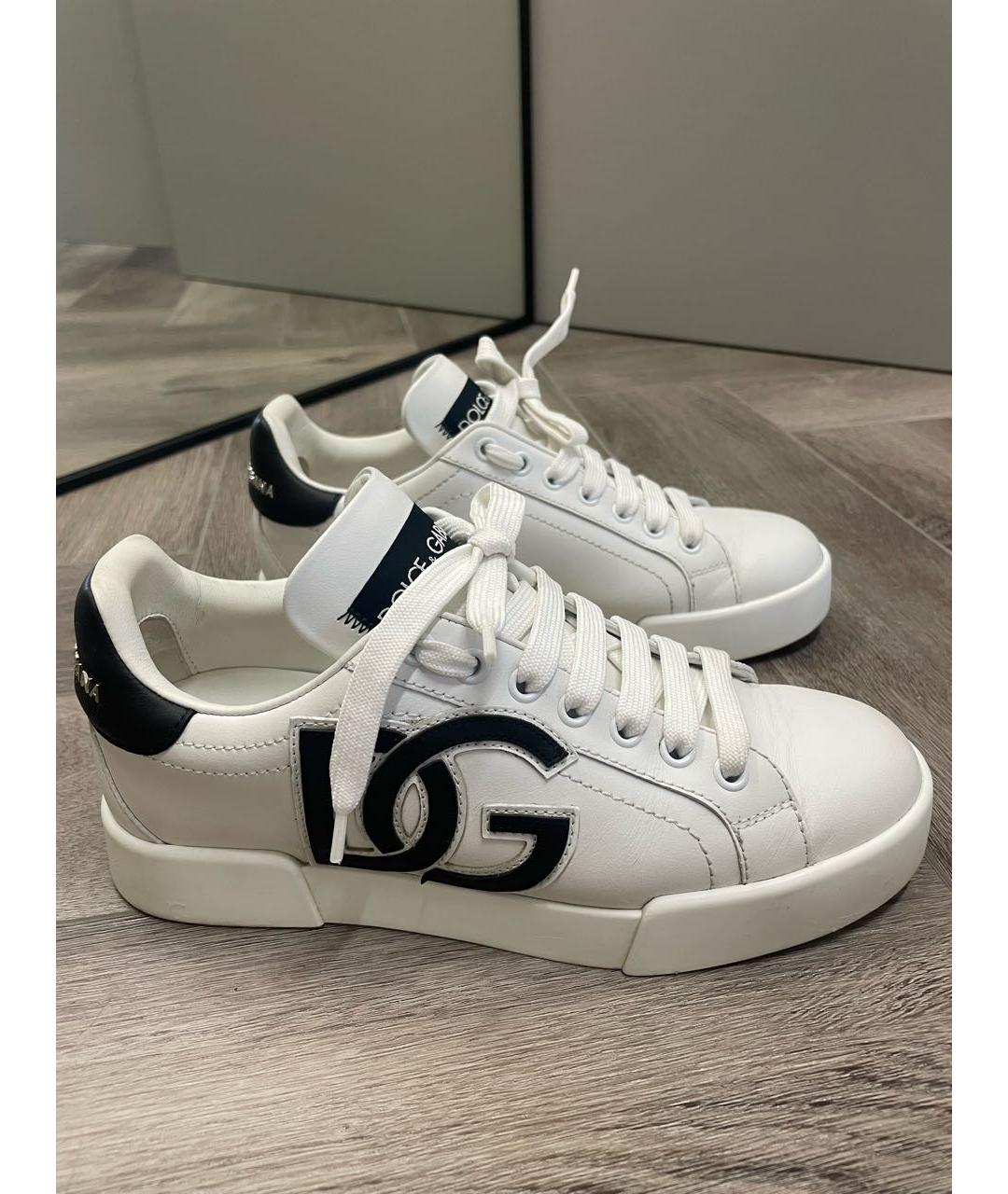 DOLCE&GABBANA Белые кожаные кеды, фото 7