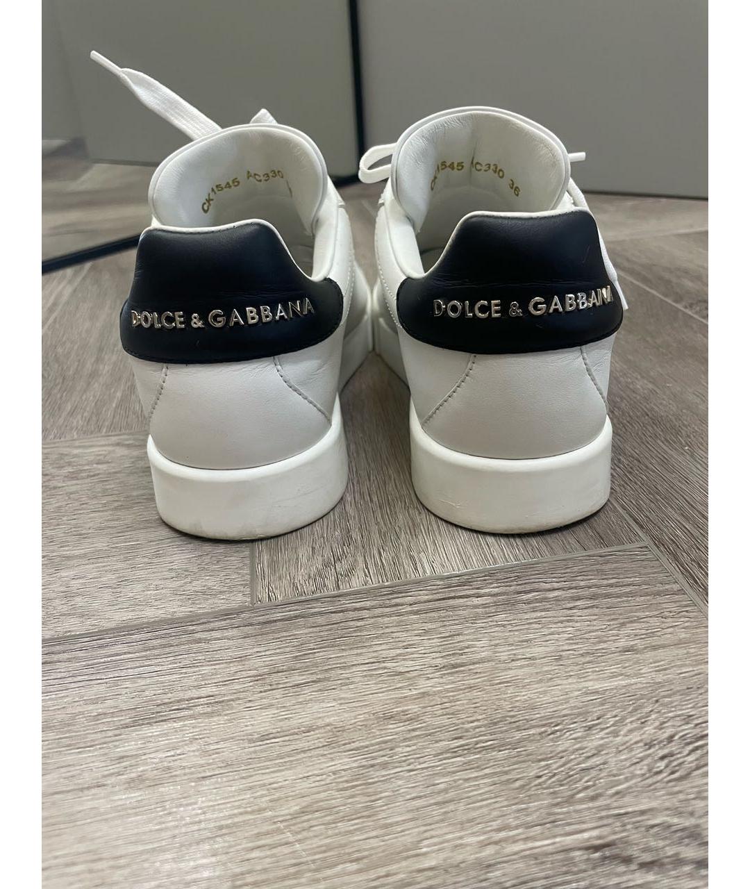 DOLCE&GABBANA Белые кожаные кеды, фото 4