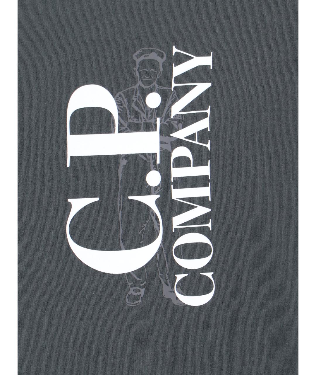 CP COMPANY Антрацитовая хлопковая футболка, фото 3