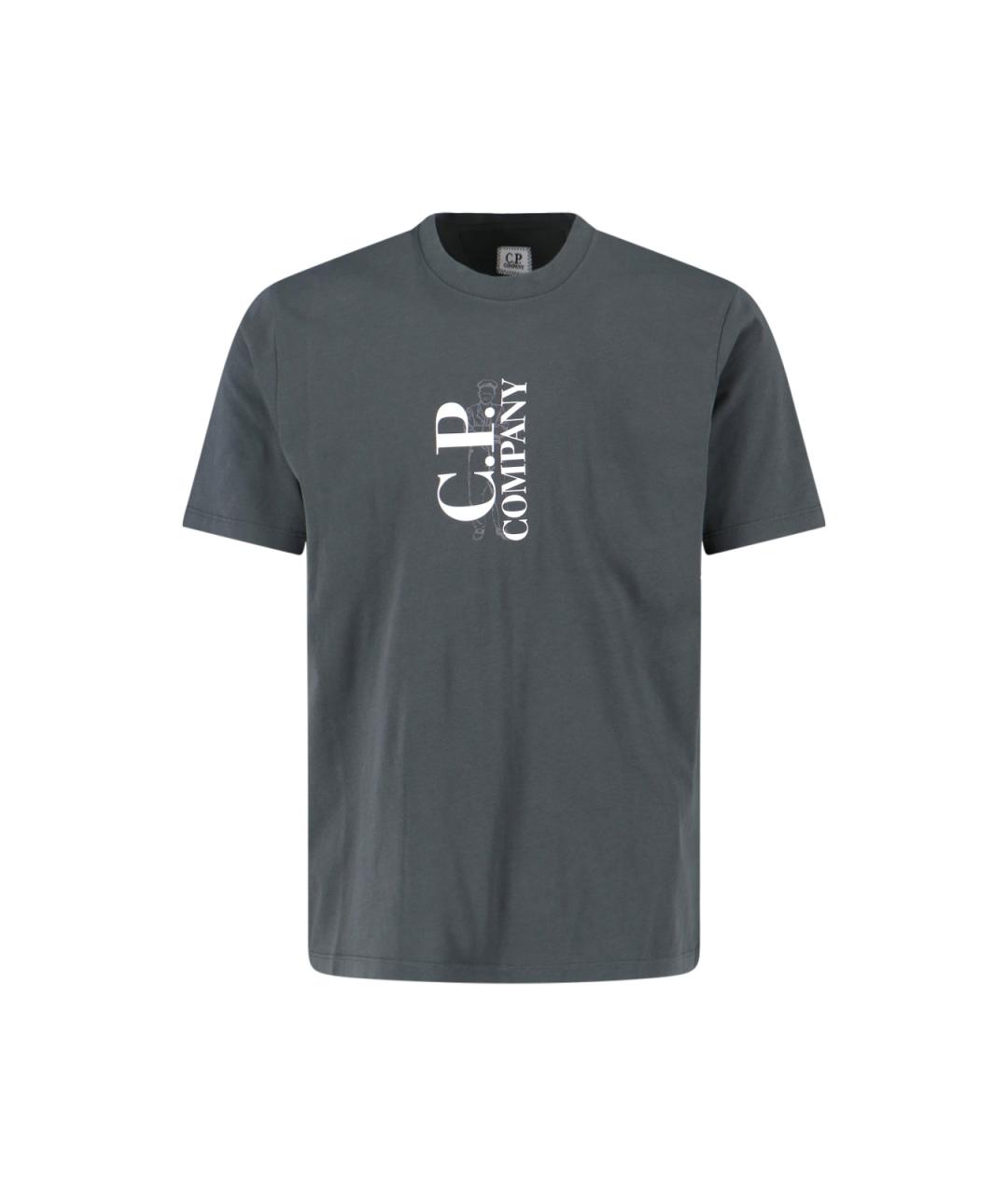 CP COMPANY Антрацитовая хлопковая футболка, фото 1