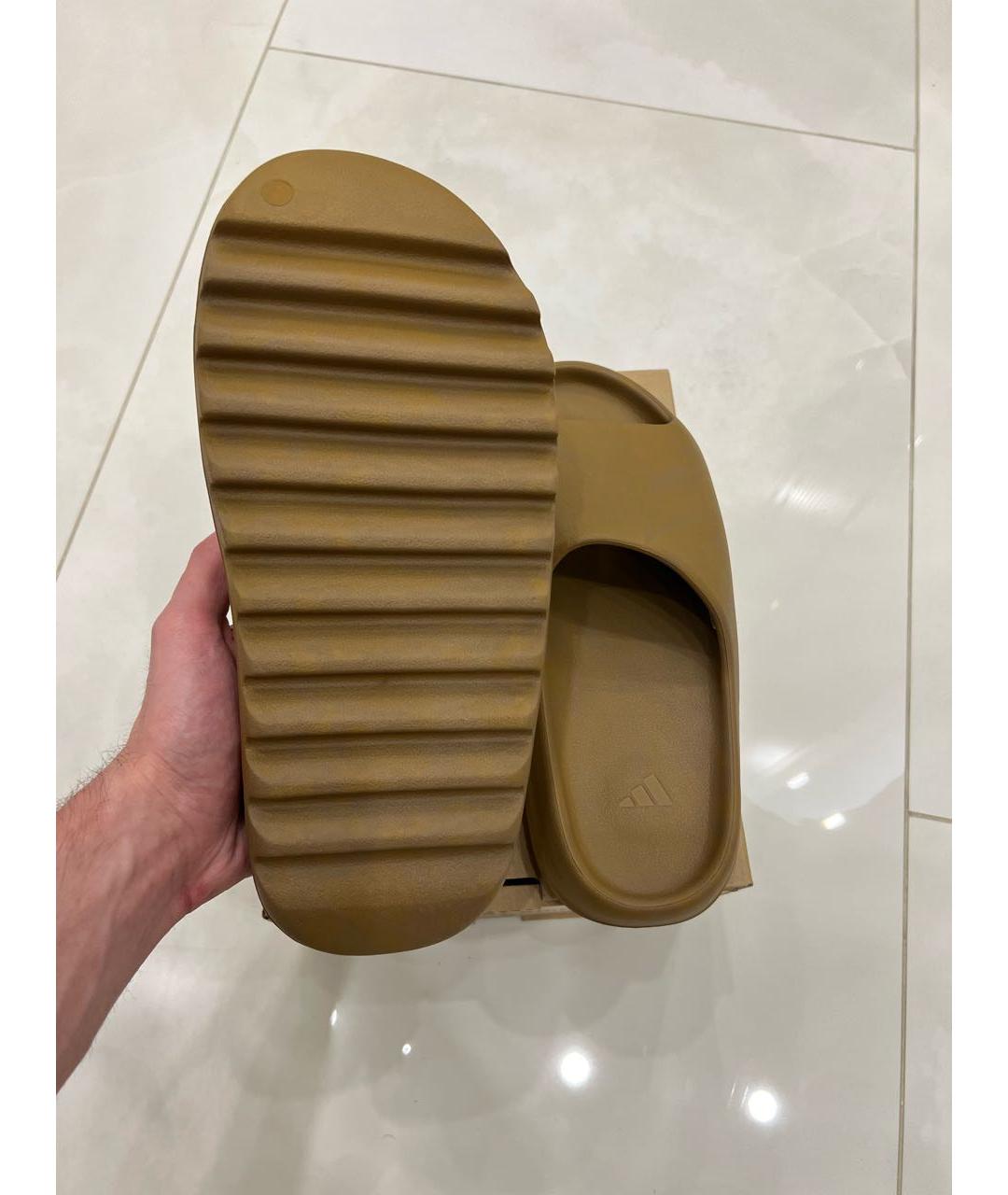 ADIDAS YEEZY Коричневые резиновые шлепанцы, фото 7