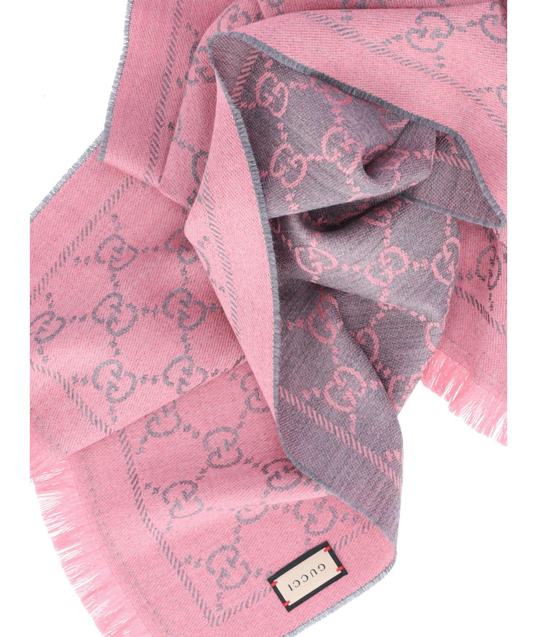 GUCCI Розовый шерстяной шарф, фото 2