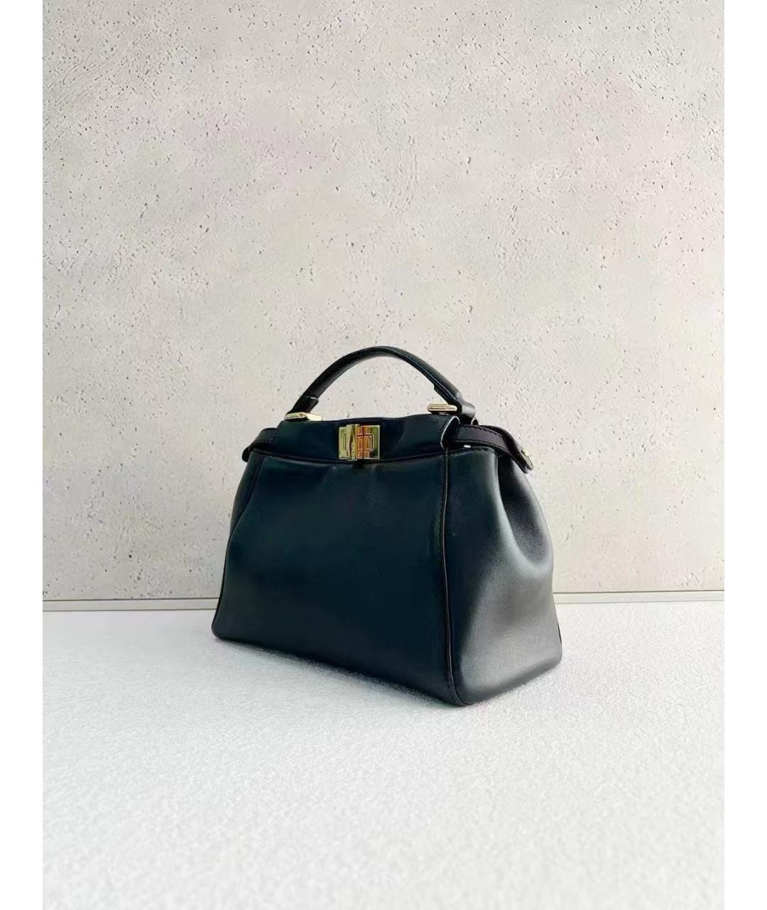 FENDI Черная кожаная сумка с короткими ручками, фото 3