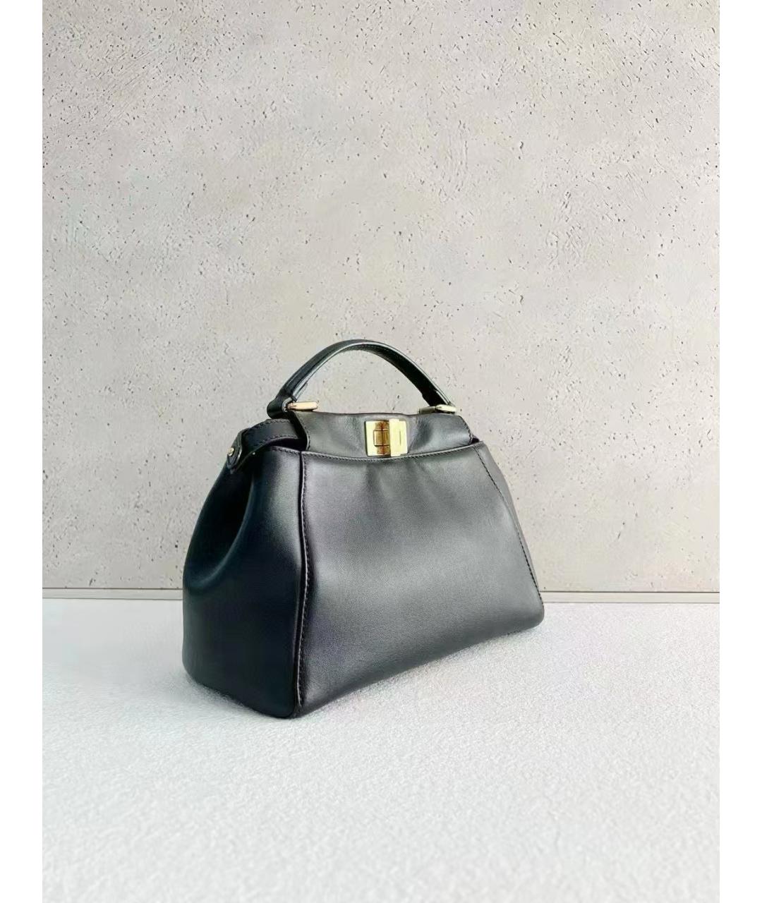 FENDI Черная кожаная сумка с короткими ручками, фото 4