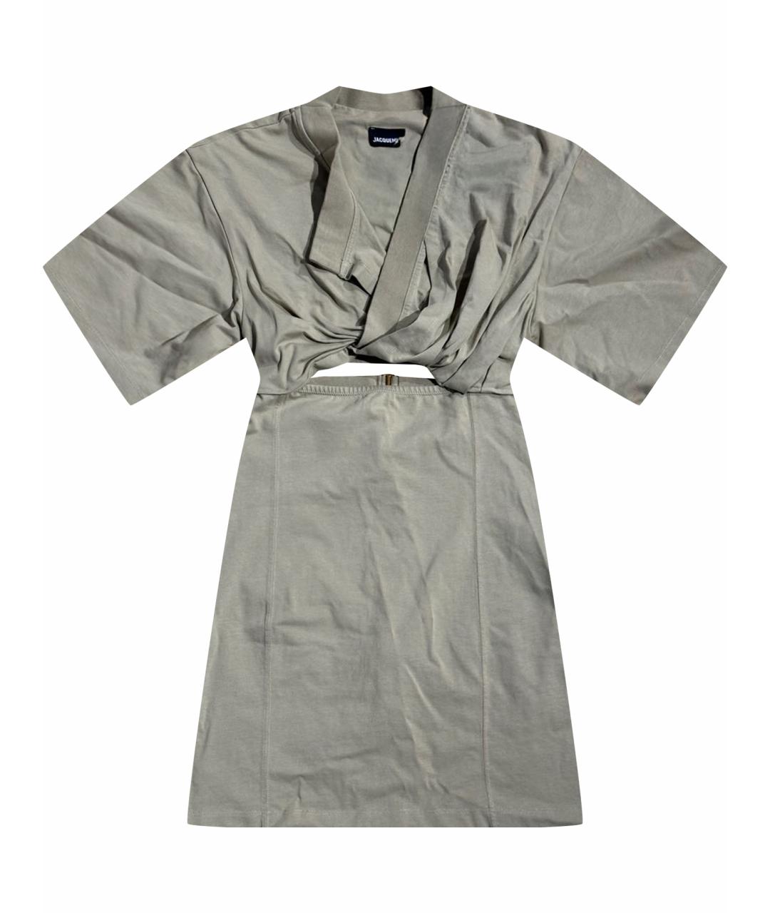 JACQUEMUS Хаки хлопковое коктейльное платье, фото 1