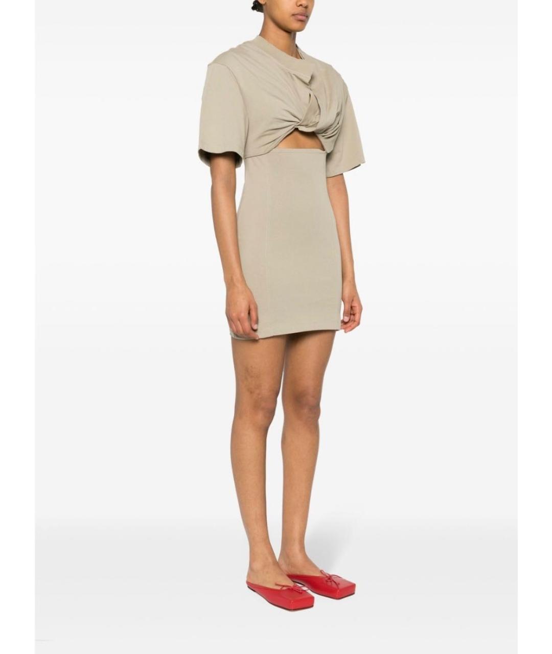 JACQUEMUS Хаки хлопковое коктейльное платье, фото 3