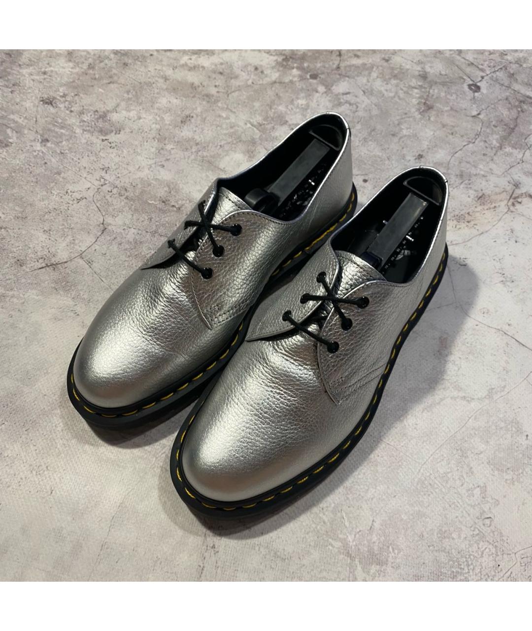 DR. MARTENS Серебряные кожаные ботинки, фото 2