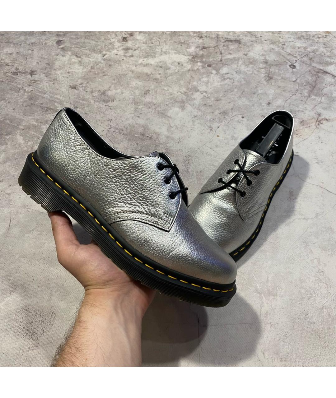 DR. MARTENS Серебряные кожаные ботинки, фото 6