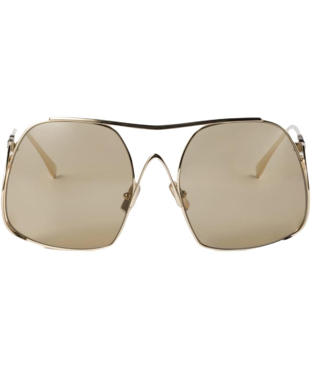 MIU MIU Золотые металлические солнцезащитные очки, фото 2