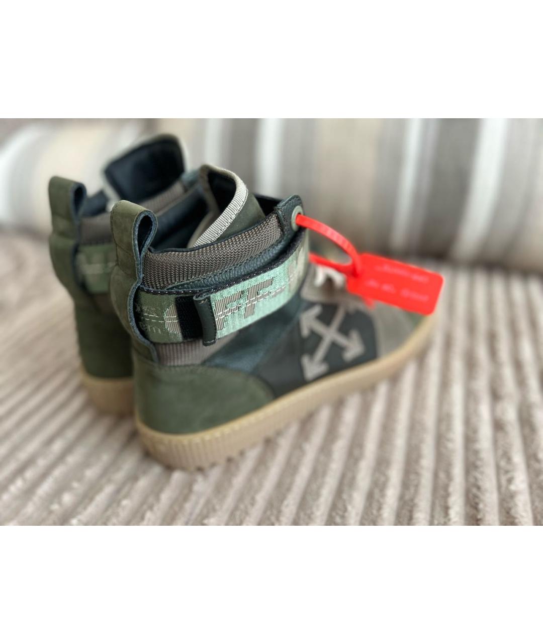 OFF-WHITE Хаки высокие кроссовки / кеды, фото 4