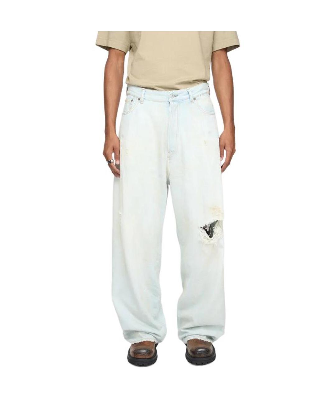 ACNE STUDIOS Голубые хлопковые прямые джинсы, фото 2