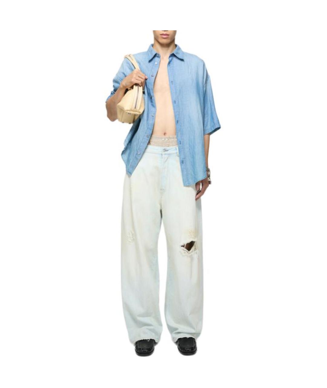 ACNE STUDIOS Голубые хлопковые прямые джинсы, фото 4