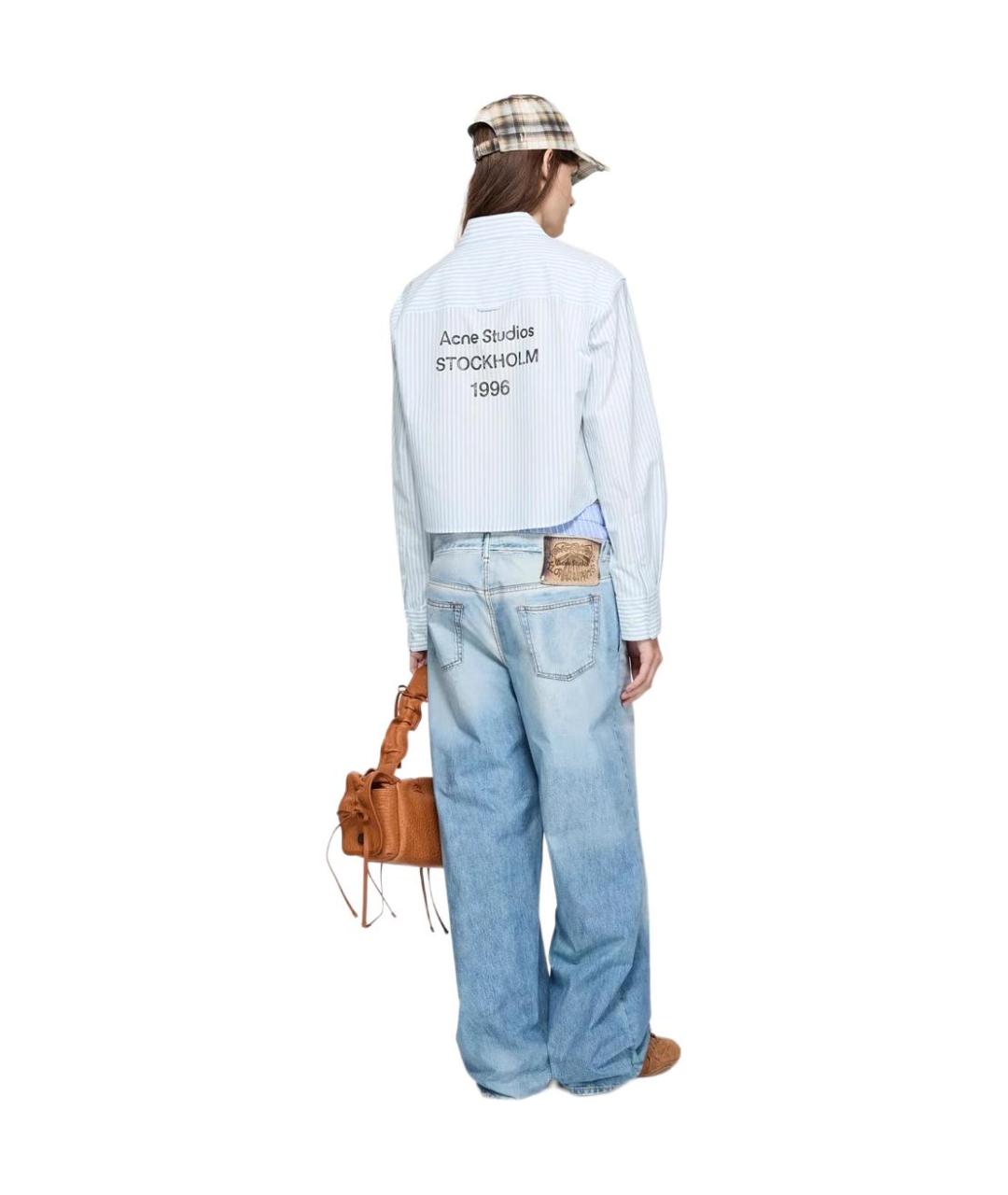 ACNE STUDIOS Голубые хлопковые прямые джинсы, фото 5