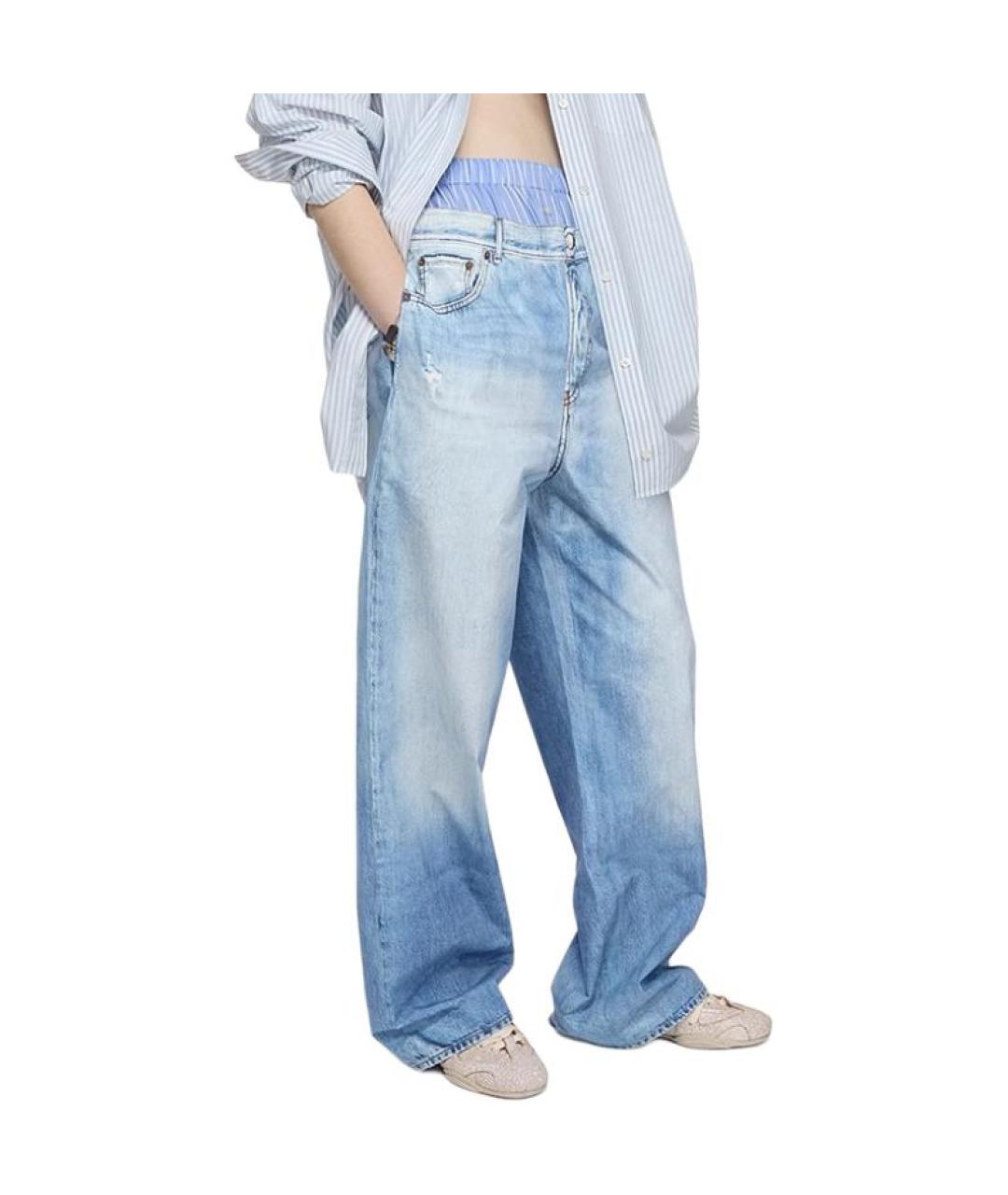 ACNE STUDIOS Голубые хлопковые прямые джинсы, фото 3