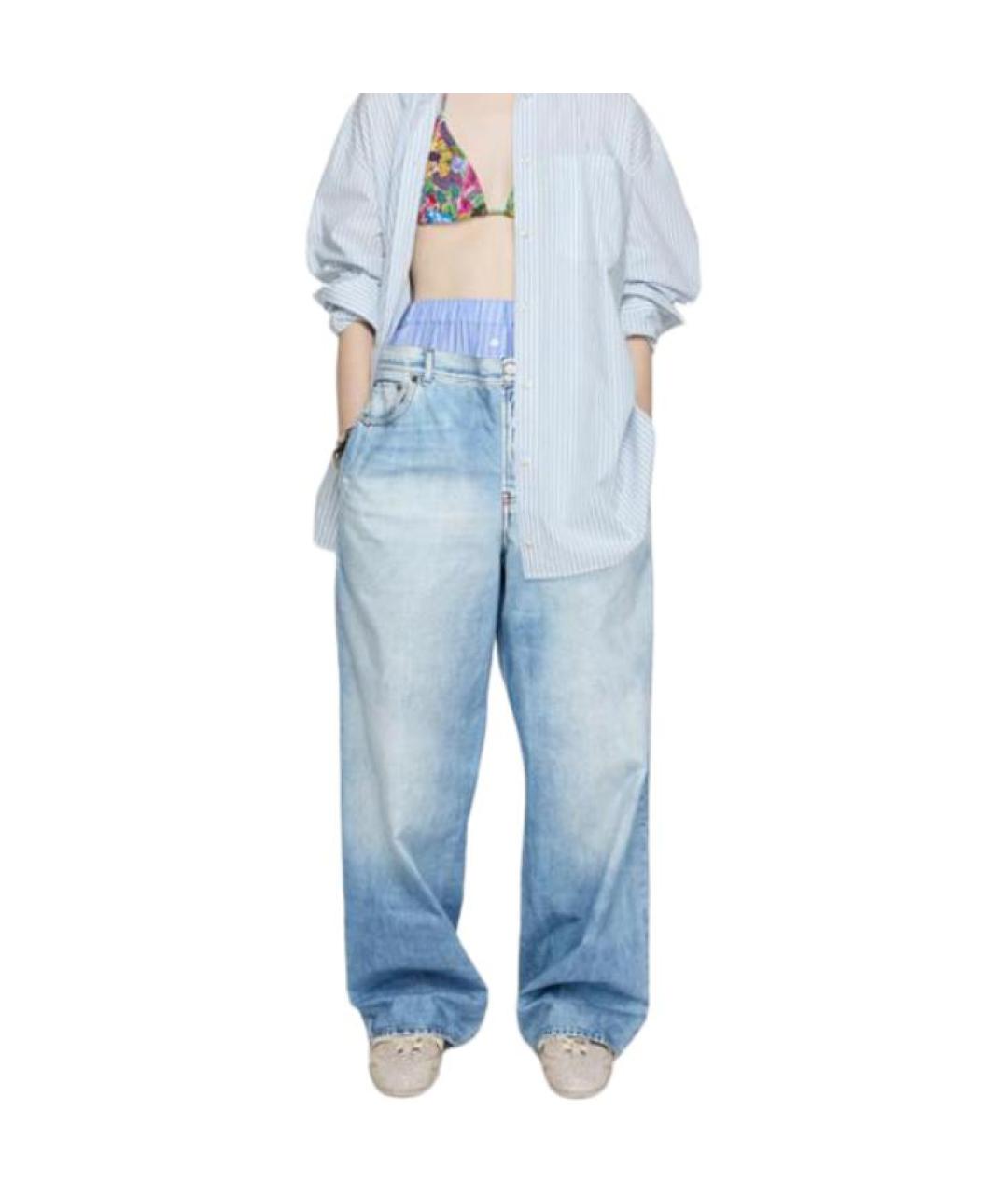 ACNE STUDIOS Голубые хлопковые прямые джинсы, фото 2