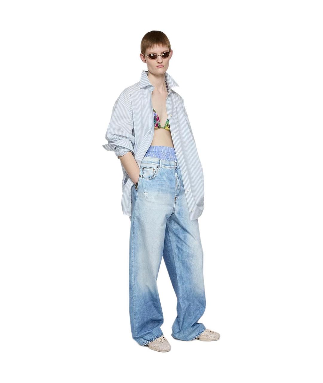 ACNE STUDIOS Голубые хлопковые прямые джинсы, фото 4