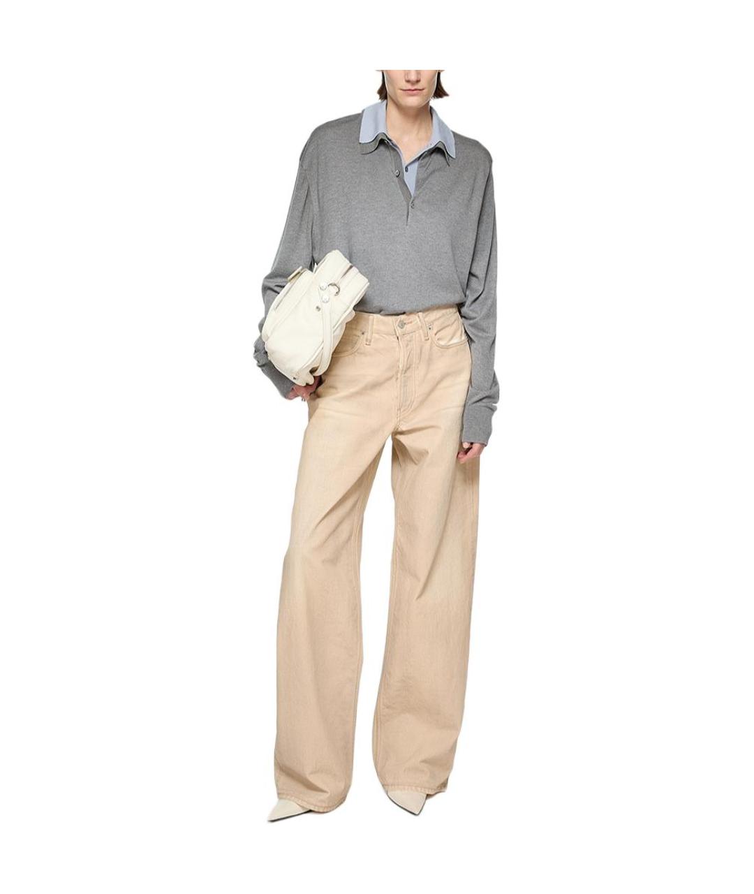 ACNE STUDIOS Бежевые хлопковые прямые джинсы, фото 3