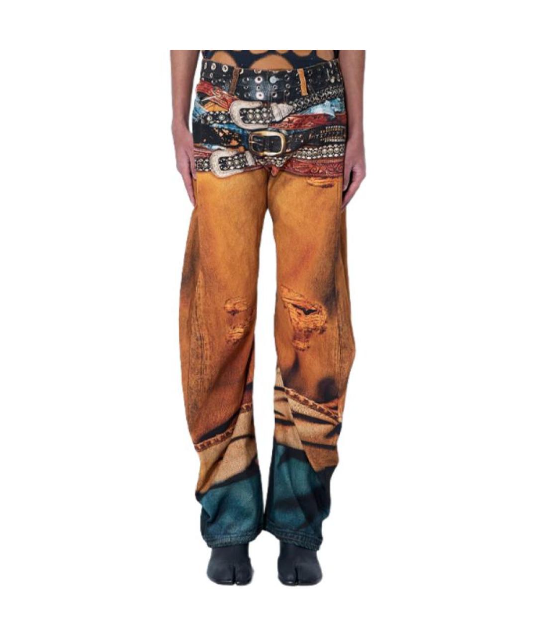 ACNE STUDIOS Оранжевое хлопковые прямые джинсы, фото 5