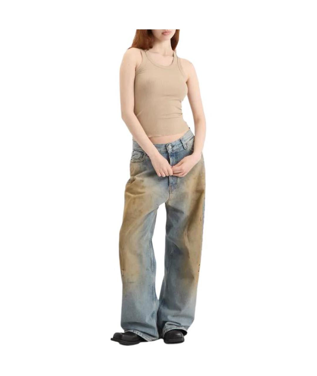 ACNE STUDIOS Голубые хлопковые прямые джинсы, фото 3