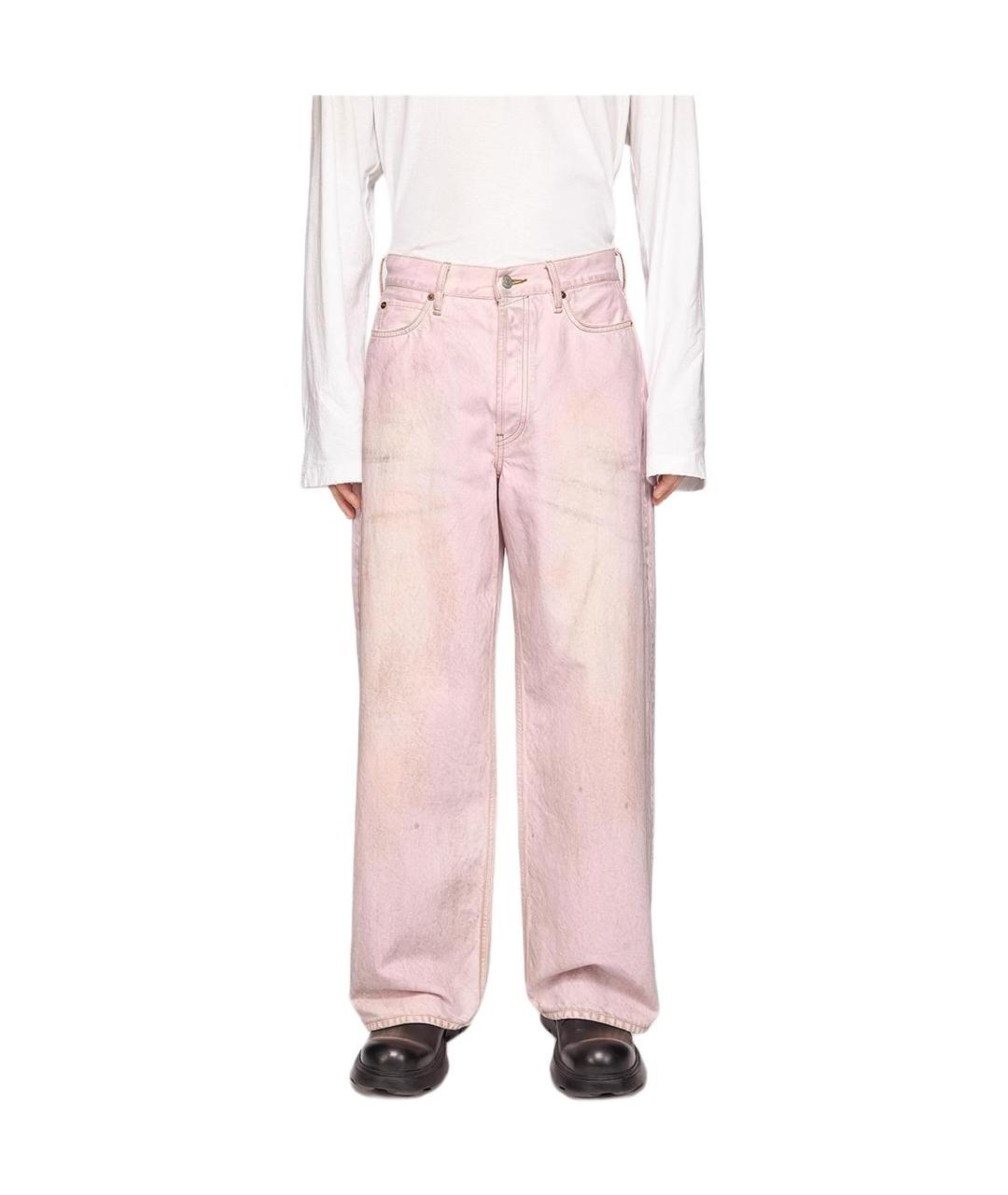 ACNE STUDIOS Розовые хлопковые прямые джинсы, фото 2