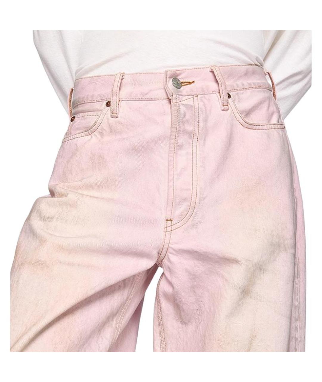 ACNE STUDIOS Розовые хлопковые прямые джинсы, фото 6