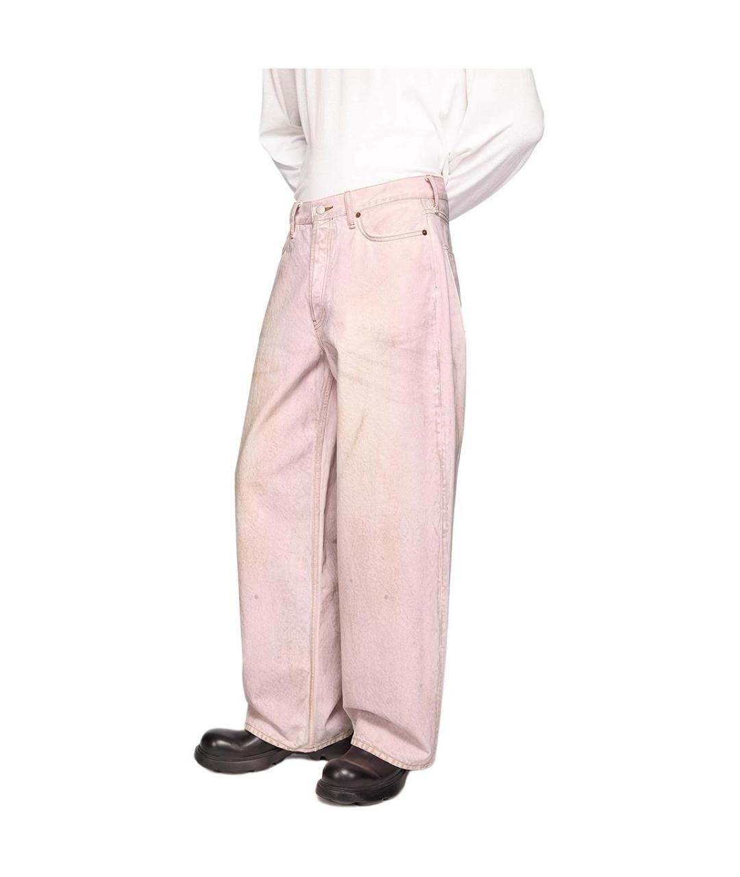 ACNE STUDIOS Розовые хлопковые прямые джинсы, фото 4