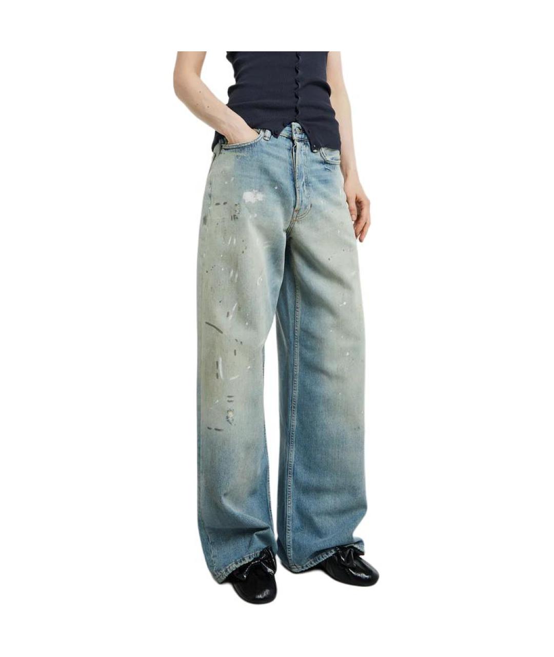 ACNE STUDIOS Голубые хлопковые прямые джинсы, фото 4