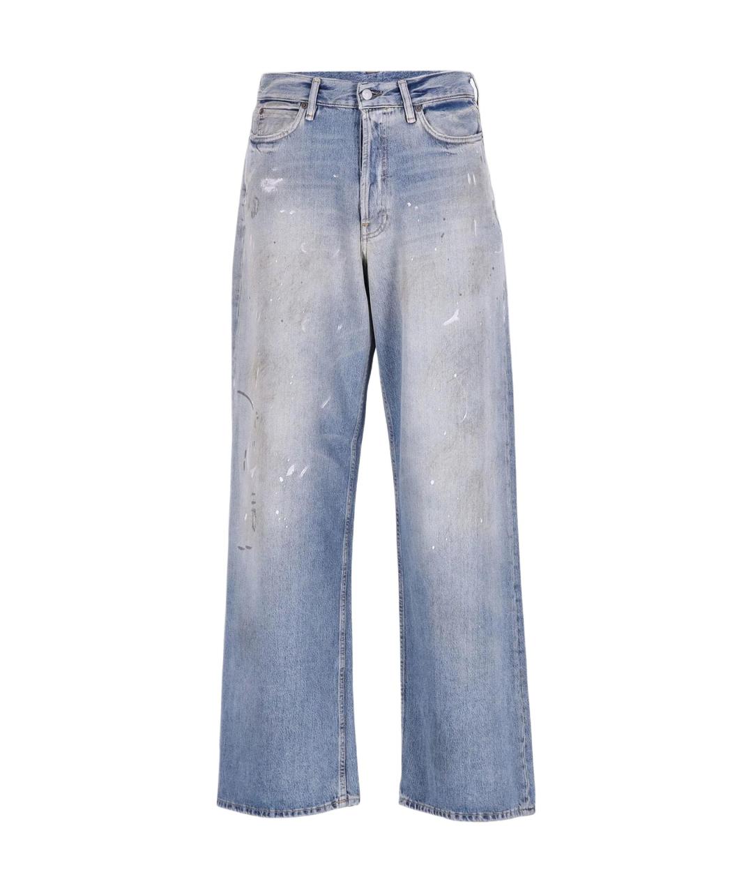 ACNE STUDIOS Голубые хлопковые прямые джинсы, фото 1