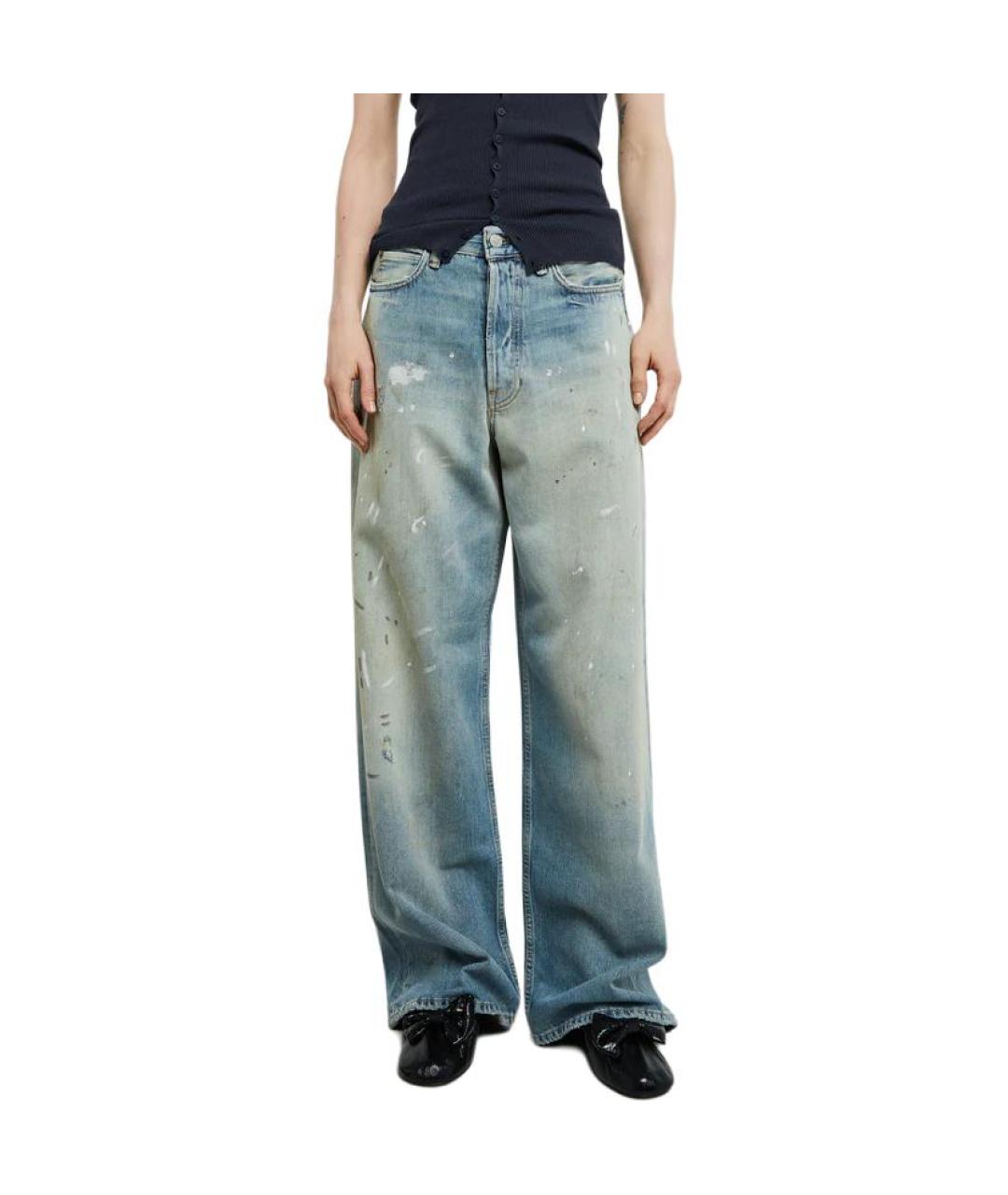 ACNE STUDIOS Голубые хлопковые прямые джинсы, фото 5