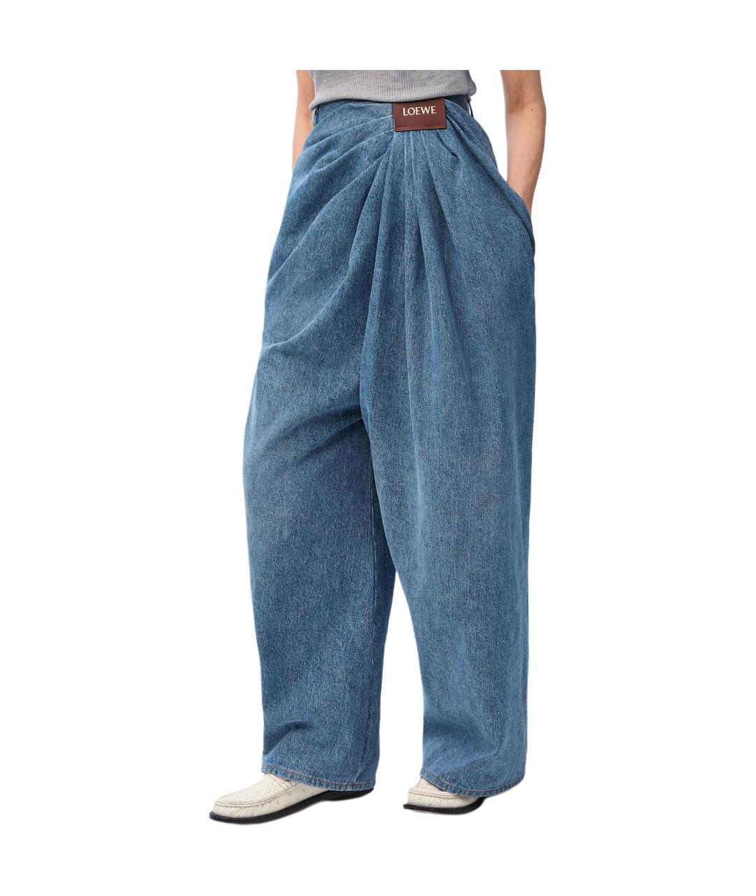 LOEWE Темно-синие хлопковые прямые джинсы, фото 3