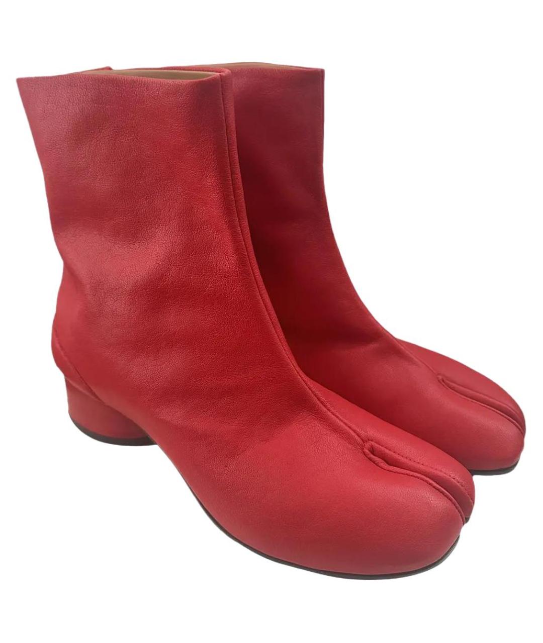 MAISON MARGIELA Красные кожаные ботильоны, фото 2
