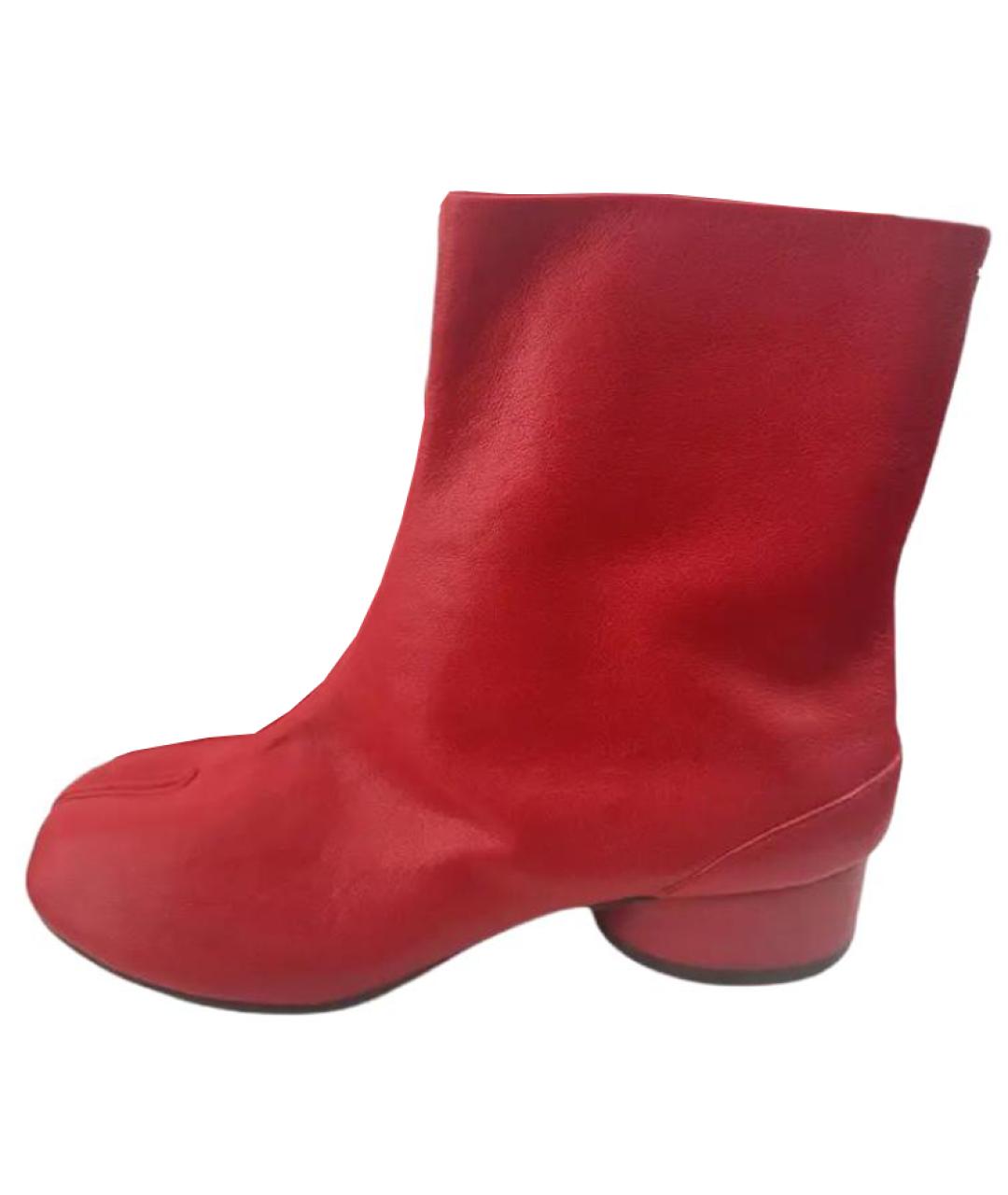 MAISON MARGIELA Красные кожаные ботильоны, фото 6