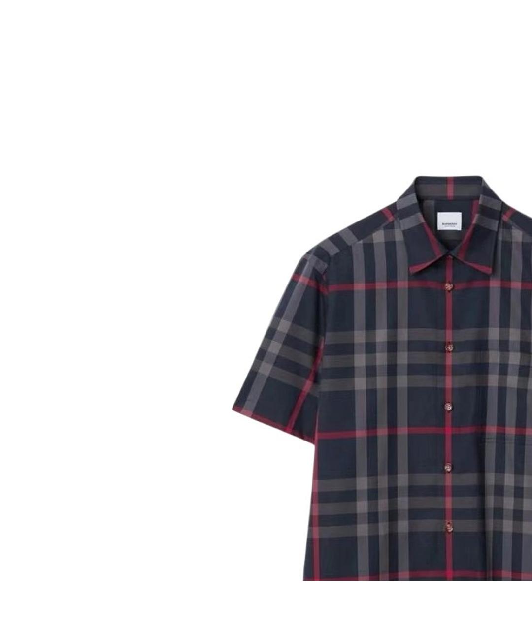 BURBERRY Темно-синяя хлопковая кэжуал рубашка, фото 4