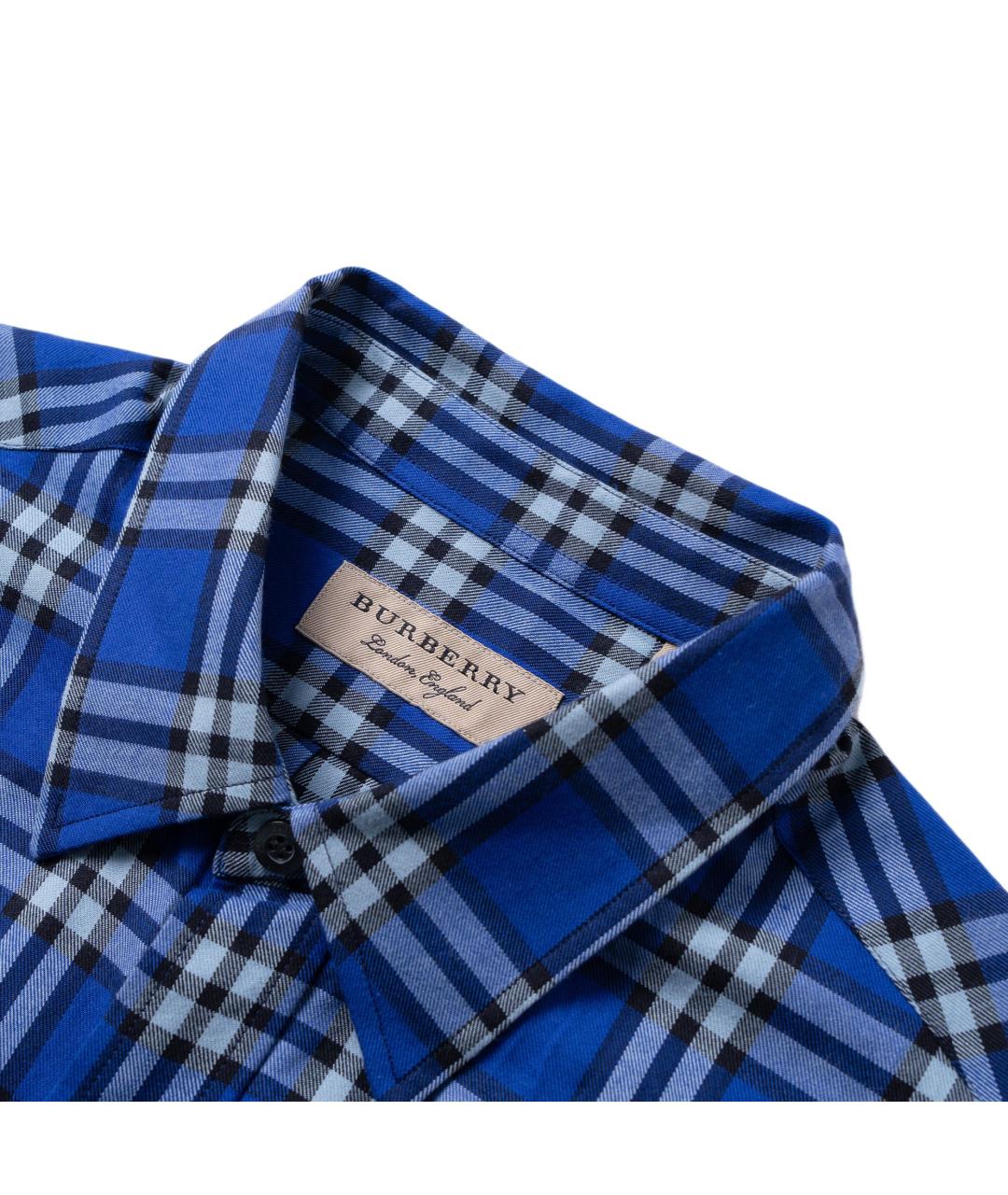 BURBERRY Темно-синяя хлопковая кэжуал рубашка, фото 3