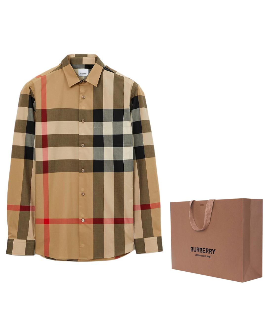 BURBERRY Бежевая хлопковая кэжуал рубашка, фото 2
