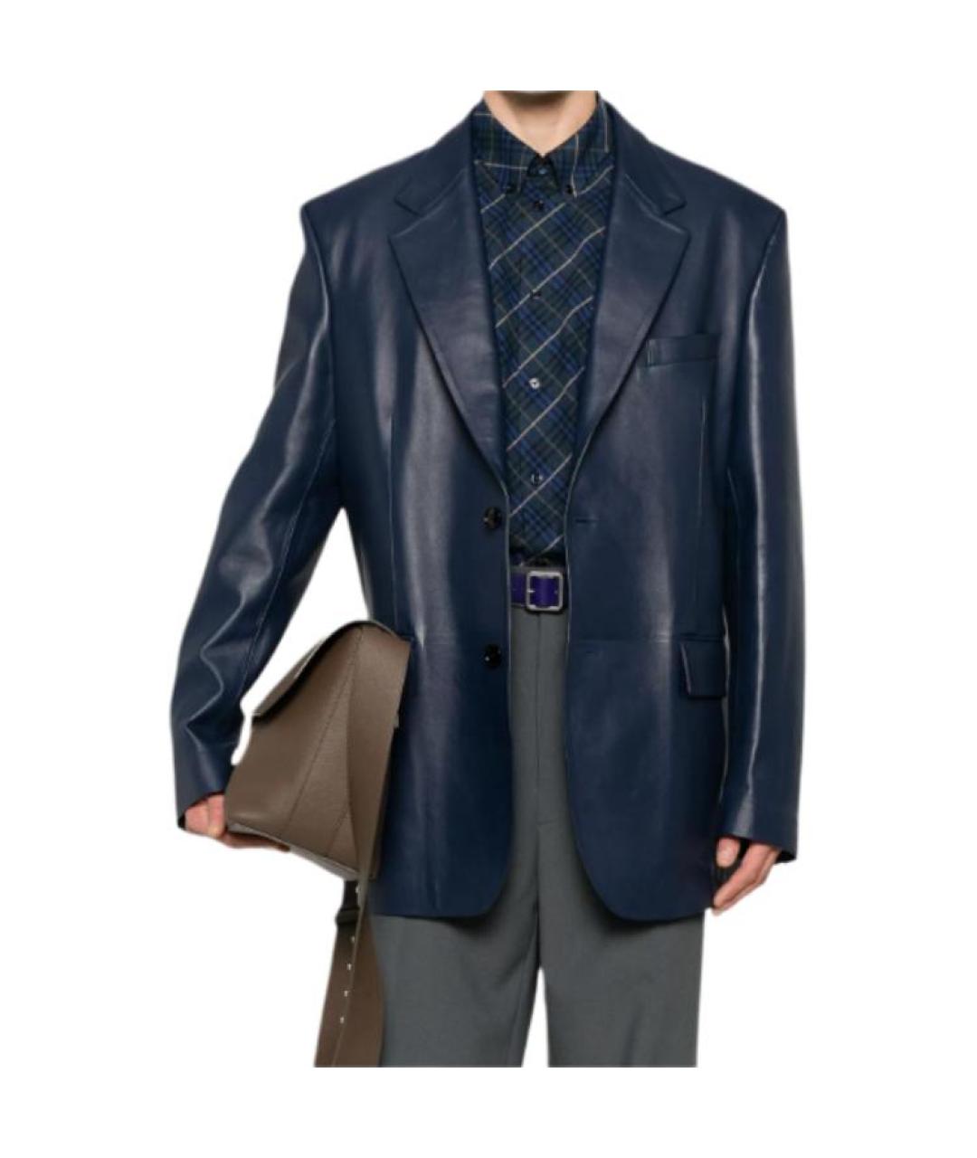 BURBERRY Темно-синяя хлопковая кэжуал рубашка, фото 2