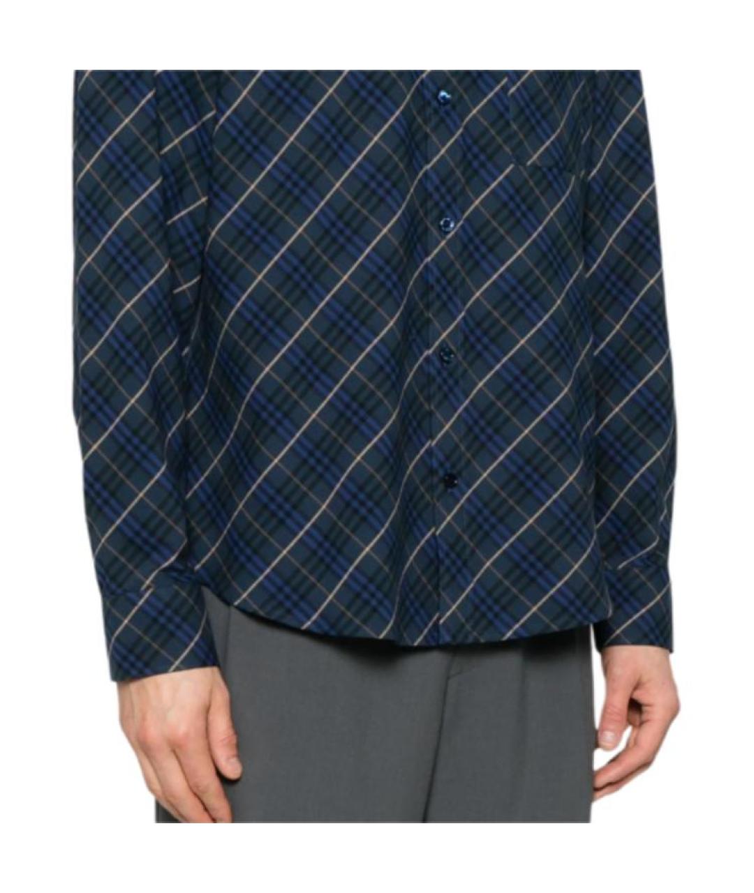 BURBERRY Темно-синяя хлопковая кэжуал рубашка, фото 3