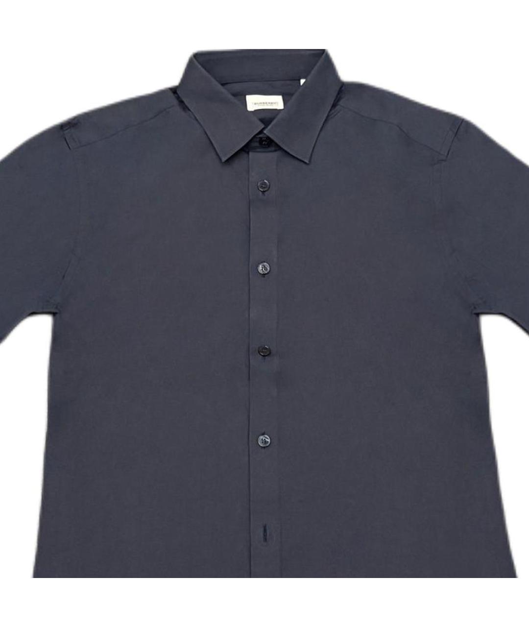 BURBERRY Темно-синяя хлопковая классическая рубашка, фото 3