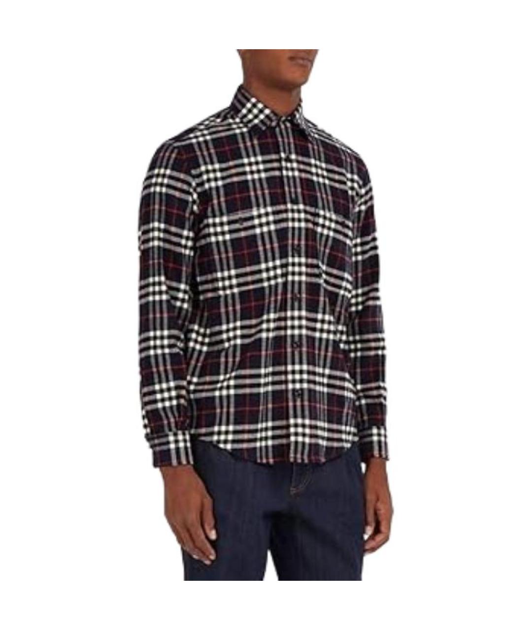 BURBERRY Темно-синяя хлопковая кэжуал рубашка, фото 3